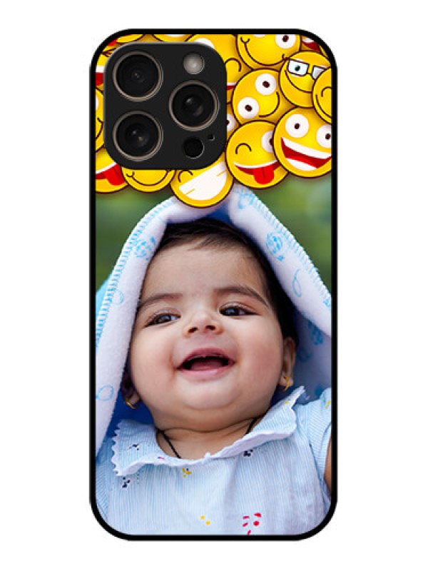 Custom iPhone 16 Pro Custom Glass Phone Case - With Smiley Emoji Design