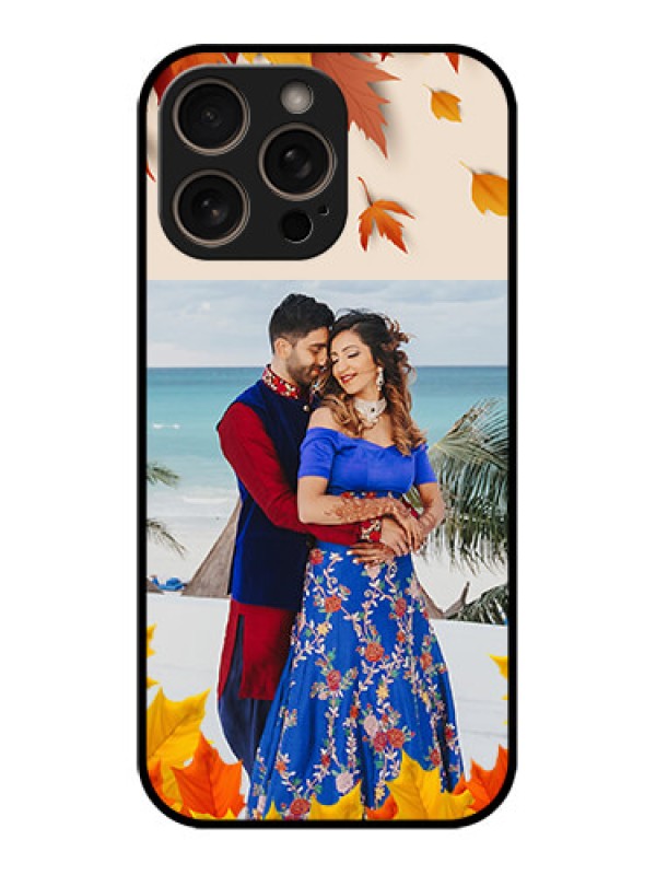 Custom iPhone 16 Pro Custom Glass Phone Case - Autumn Maple Leaves Design
