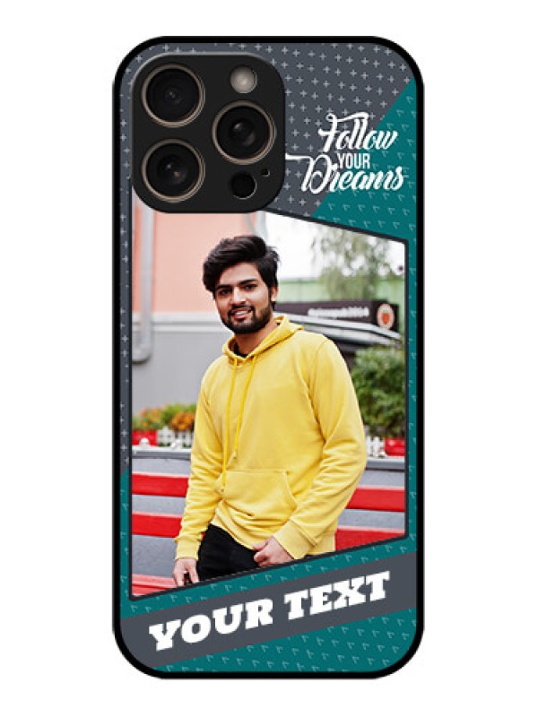 Custom iPhone 16 Pro Custom Glass Phone Case - Background Pattern Design With Quote