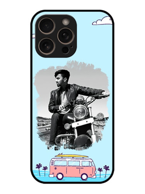 Custom iPhone 16 Pro Custom Glass Phone Case - Travel and Adventure Design