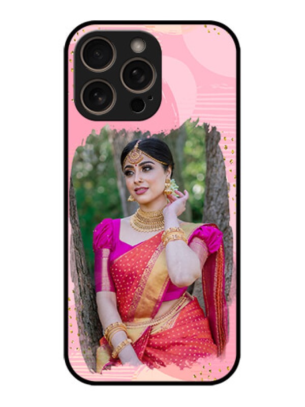 Custom iPhone 16 Pro Custom Glass Phone Case - Gold Glitter Splash Design