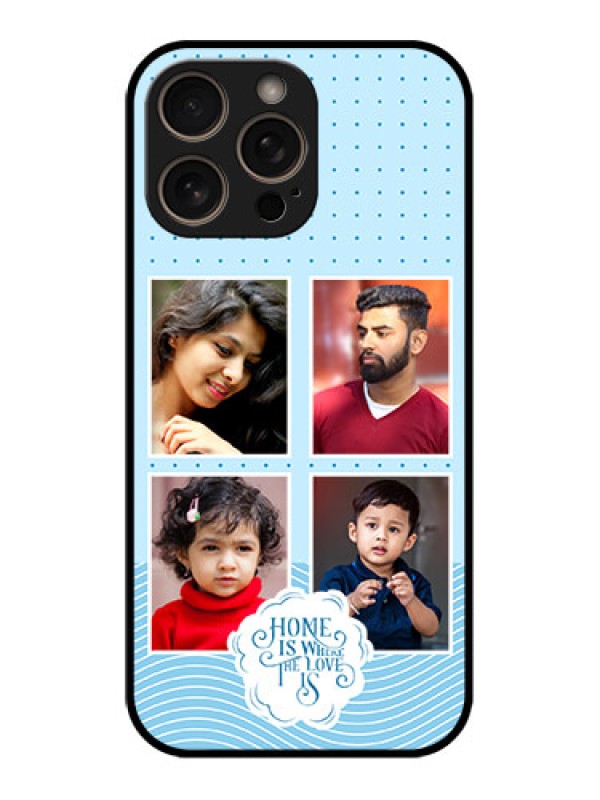 Custom iPhone 16 Pro Custom Glass Phone Case - Cute Love Quote With 4 Pic Upload Design