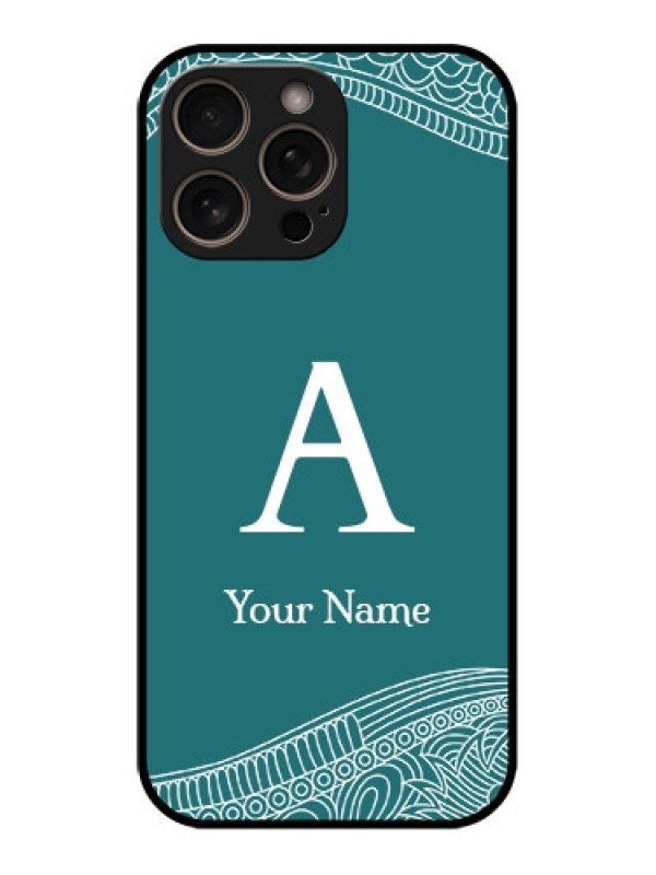 Custom iPhone 16 Pro Custom Glass Phone Case - Line Art Pattern With Custom Name Design