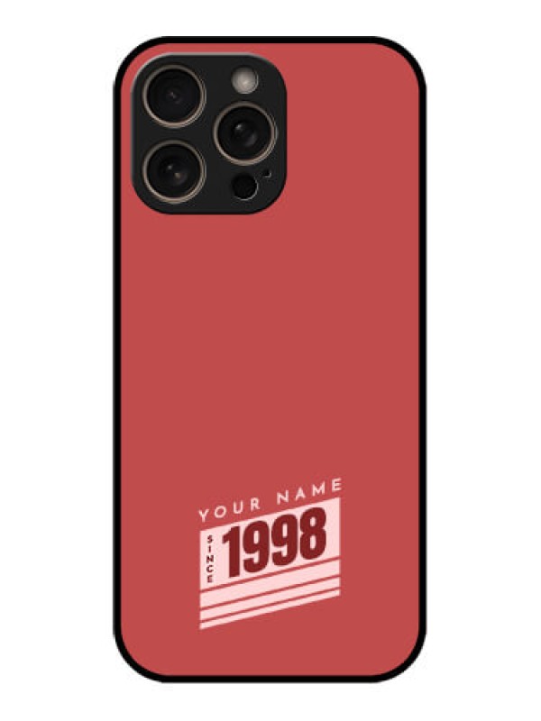 Custom iPhone 16 Pro Custom Glass Phone Case - Red Custom Year Of Birth Design