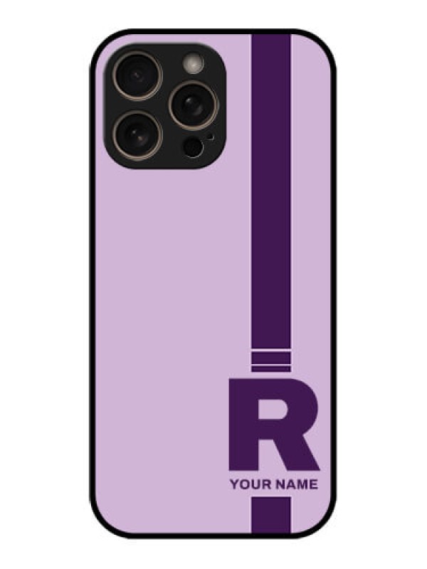 Custom iPhone 16 Pro Custom Glass Phone Case - Simple Dual Tone Stripe With Name Design