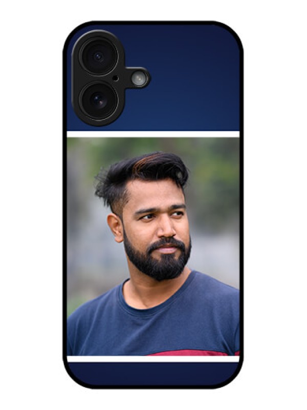 Custom iPhone 16 Custom Glass Phone Case - Simple Royal Blue Design