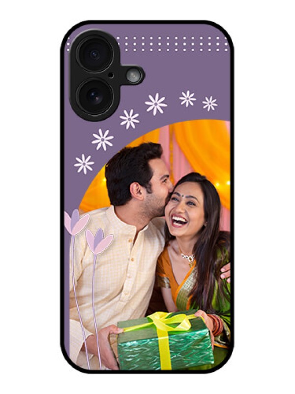 Custom iPhone 16 Custom Glass Phone Case - Lavender Flowers Design