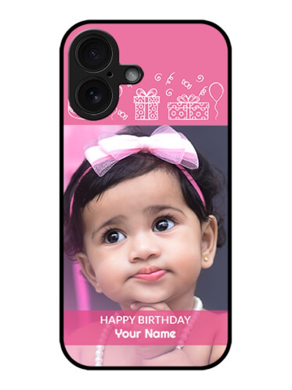 Custom iPhone 16 Custom Glass Phone Case - With Birthday Line Art Design