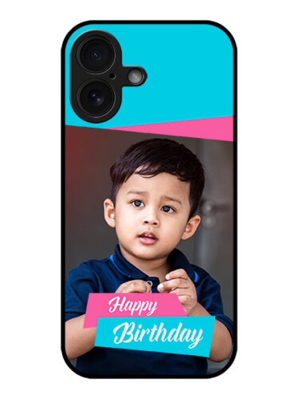 Custom iPhone 16 Custom Glass Phone Case - Image Holder With 2 Color Design