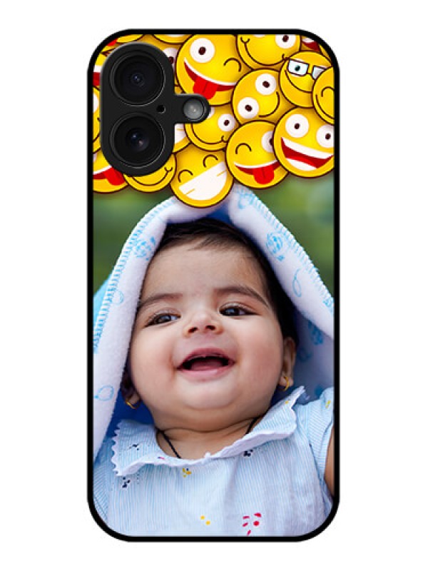 Custom iPhone 16 Custom Glass Phone Case - With Smiley Emoji Design
