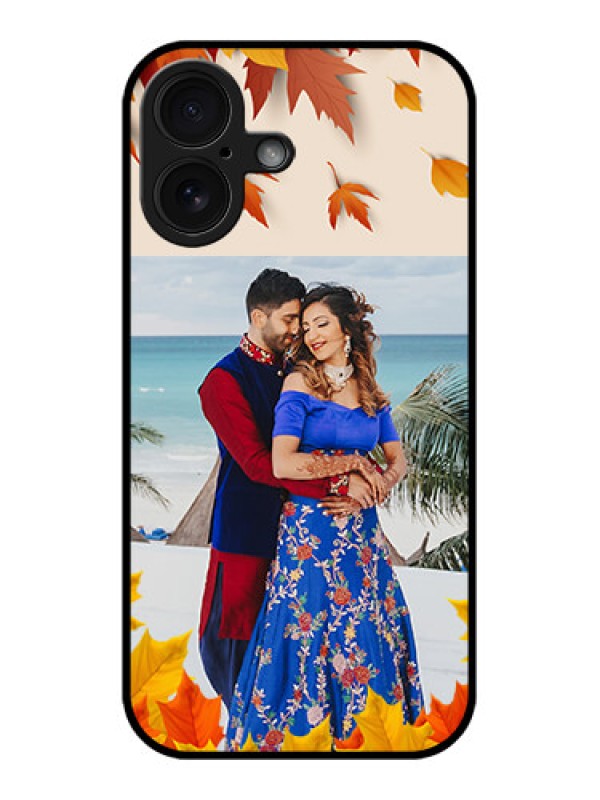 Custom iPhone 16 Custom Glass Phone Case - Autumn Maple Leaves Design