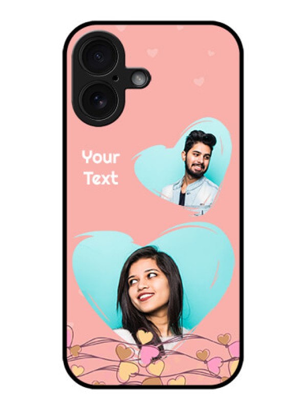 Custom iPhone 16 Custom Glass Phone Case - Love Doodle Design