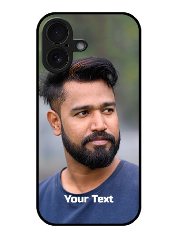 Custom iPhone 16 Custom Glass Phone Case - Photo With Text Design