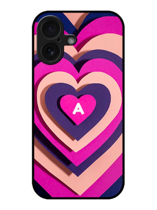 Custom iPhone 16 Custom Glass Phone Case - Cute Heart Pattern Design