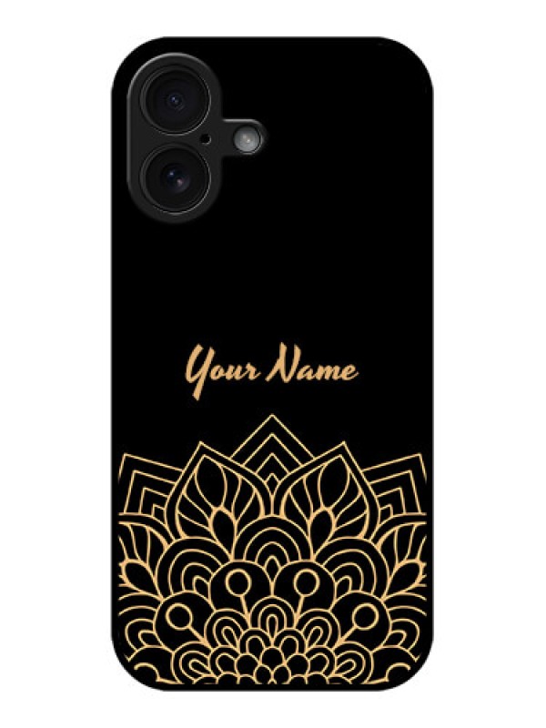 Custom iPhone 16 Custom Glass Phone Case - Golden Mandala Design
