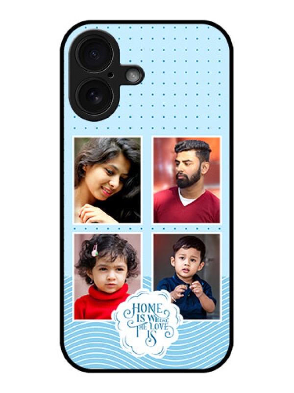 Custom iPhone 16 Custom Glass Phone Case - Cute Love Quote With 4 Pic Upload Design