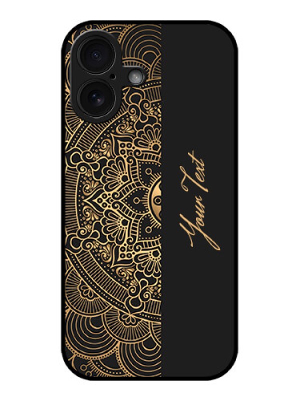 Custom iPhone 16 Custom Glass Phone Case - Mandala Art With Custom Text Design