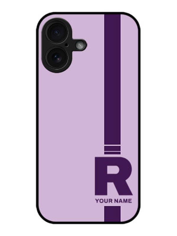 Custom iPhone 16 Custom Glass Phone Case - Simple Dual Tone Stripe With Name Design