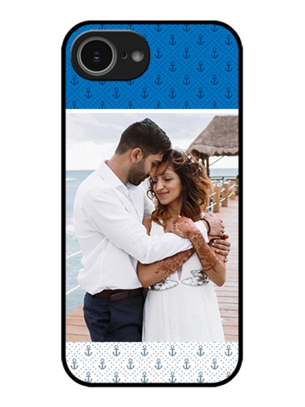 Custom iPhone 16e Custom Glass Phone Case - Blue Anchors Design