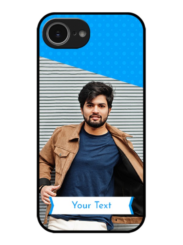 Custom iPhone 16e Custom Glass Phone Case - Simple Blue Color Design