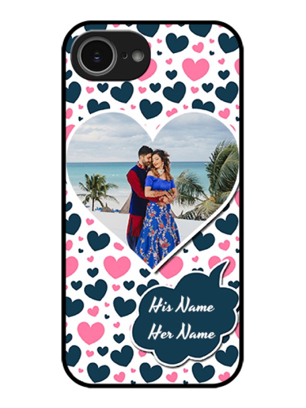 Custom iPhone 16e Custom Glass Phone Case - Pink & Blue Heart Design