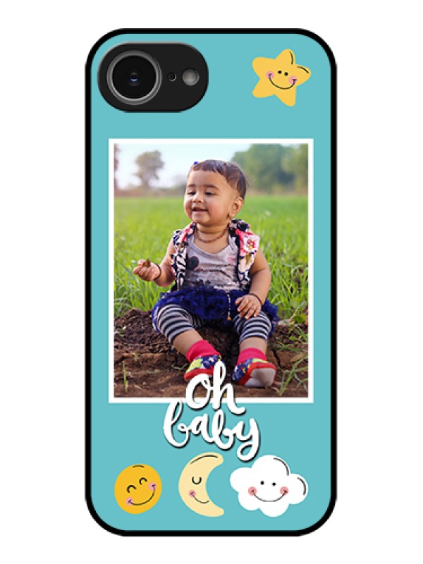 Custom iPhone 16e Custom Glass Phone Case - Smiley Kids Stars Design