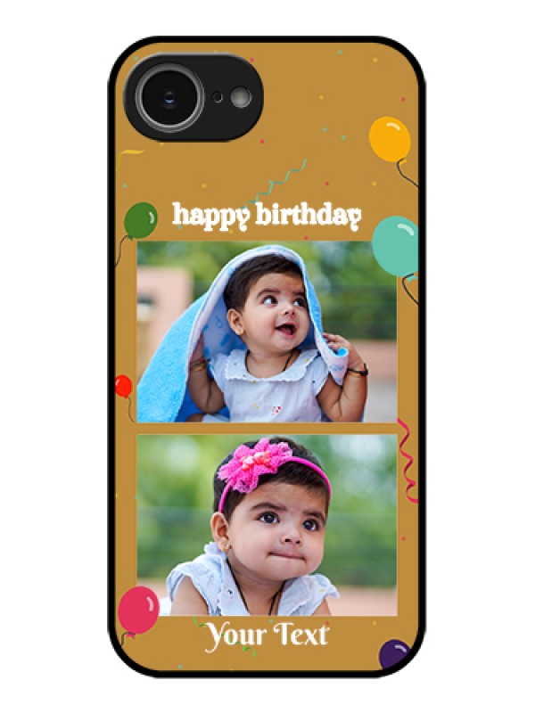 Custom iPhone 16e Custom Glass Phone Case - Image Holder With Birthday Celebrations Design
