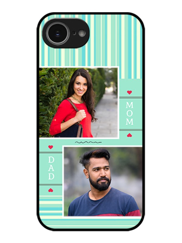 Custom iPhone 16e Custom Glass Phone Case - Mom & Dad Pic Design