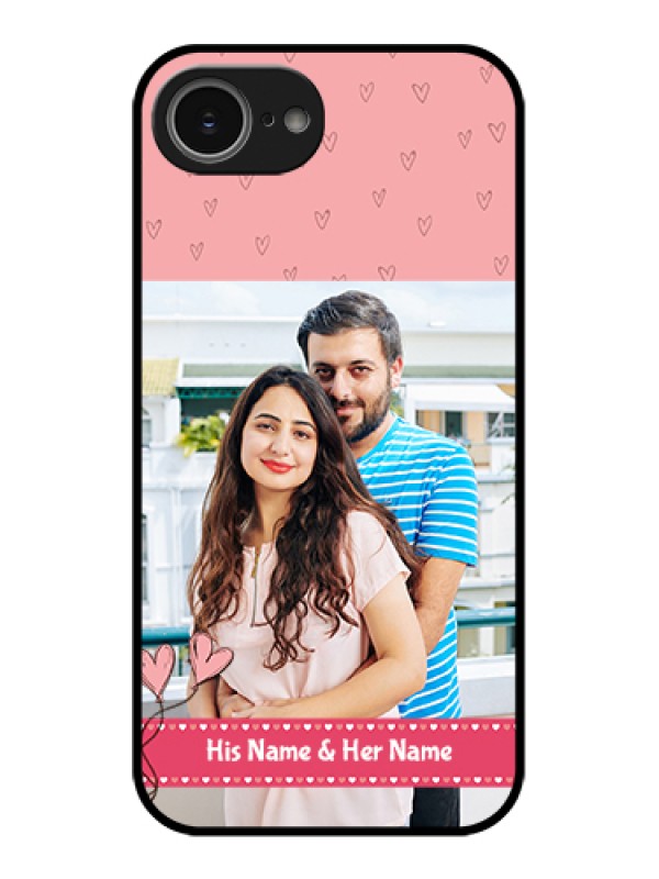 Custom iPhone 16e Custom Glass Phone Case - Love Design Peach Color
