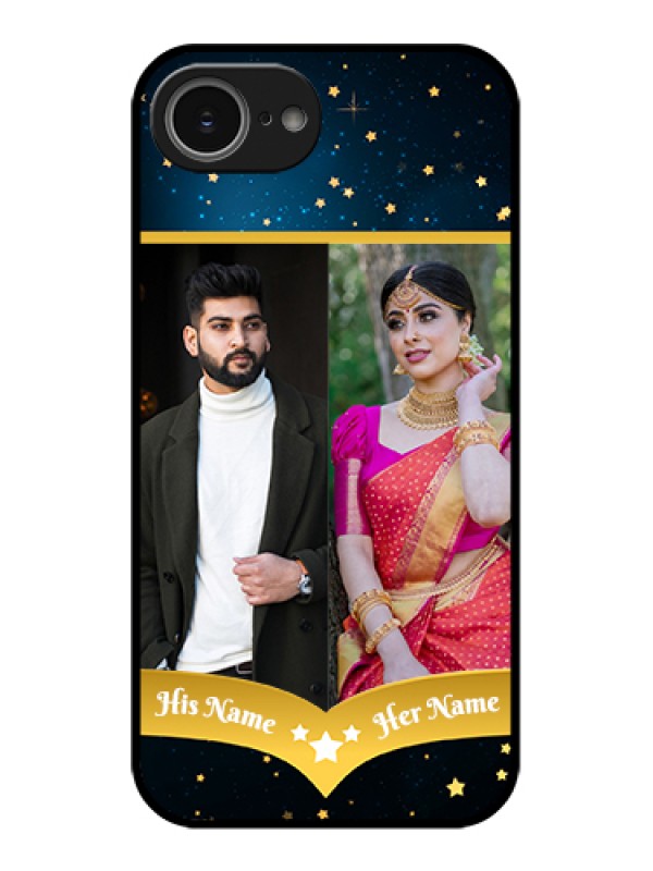 Custom iPhone 16e Custom Glass Phone Case - Galaxy Stars Backdrop Design