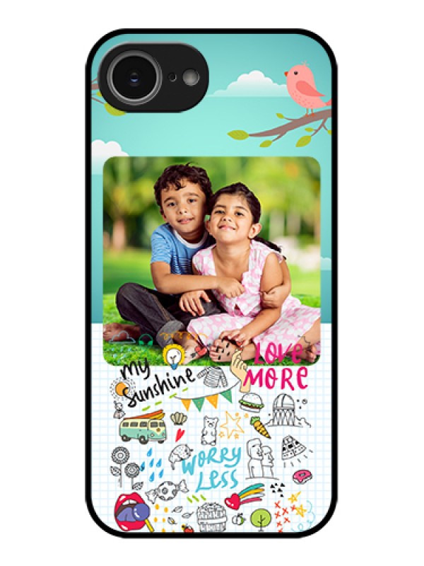 Custom iPhone 16e Custom Glass Phone Case - Doodle Love Design
