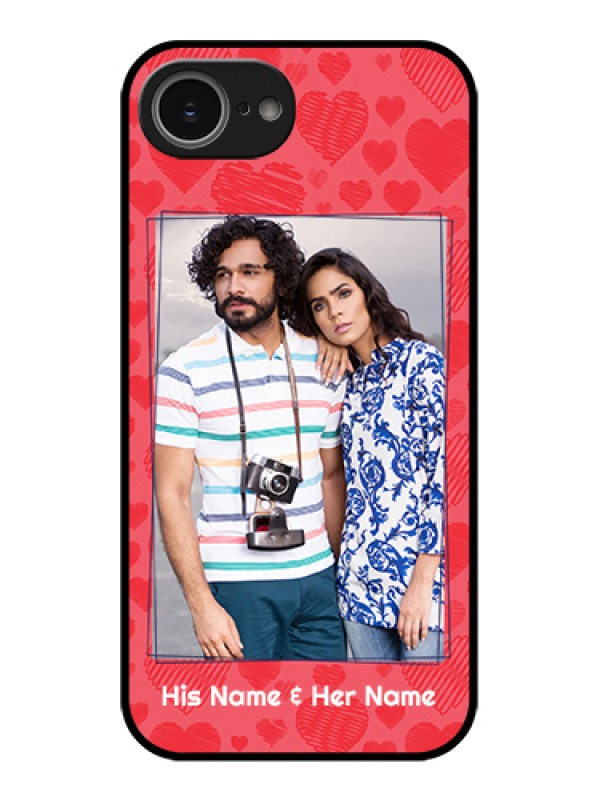 Custom iPhone 16e Custom Glass Phone Case - With Red Heart Symbols Design