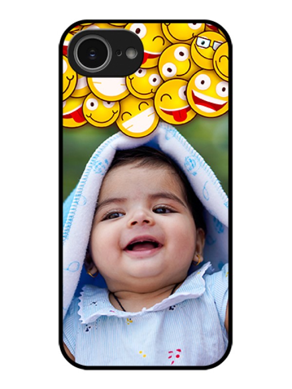 Custom iPhone 16e Custom Glass Phone Case - With Smiley Emoji Design