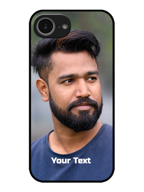 Custom iPhone 16e Custom Glass Phone Case - Photo With Text Design