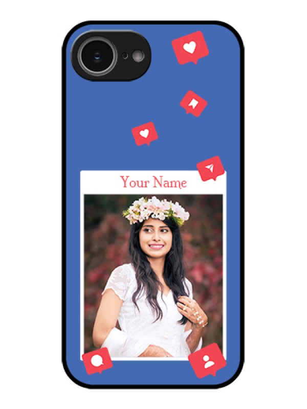 Custom iPhone 16e Custom Glass Phone Case - Like Share And Comment Design
