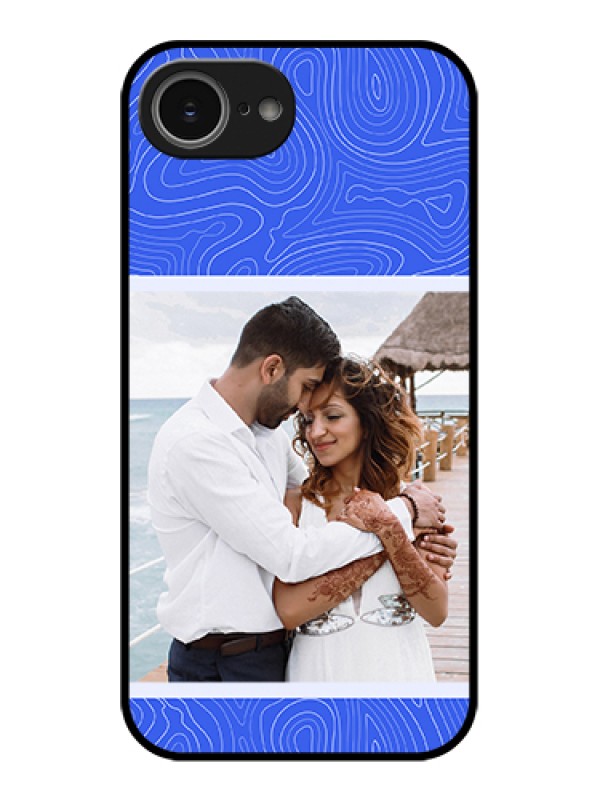 Custom iPhone 16e Custom Glass Phone Case - Curved Line Art With Blue And White Design