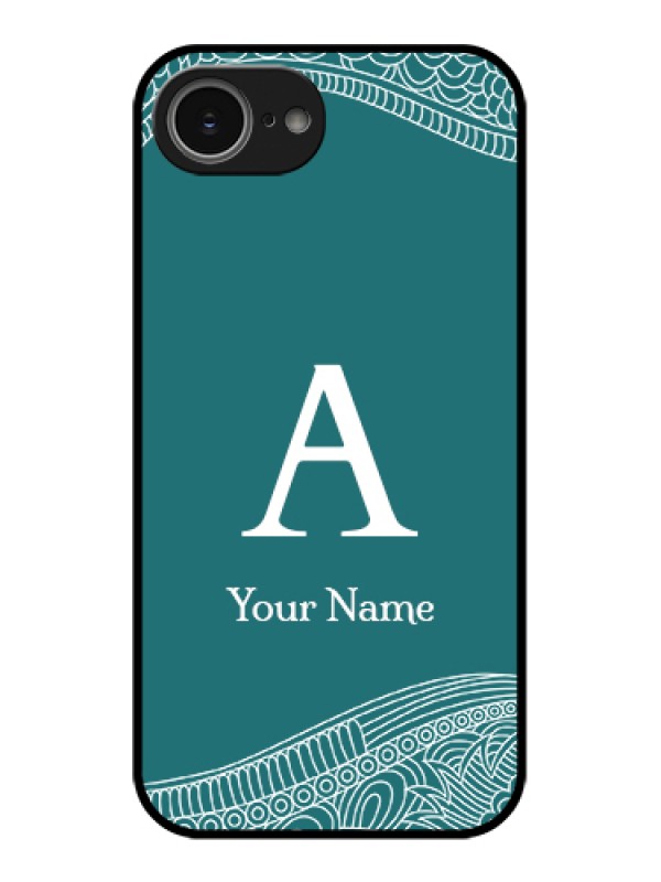 Custom iPhone 16e Custom Glass Phone Case - Line Art Pattern With Custom Name Design