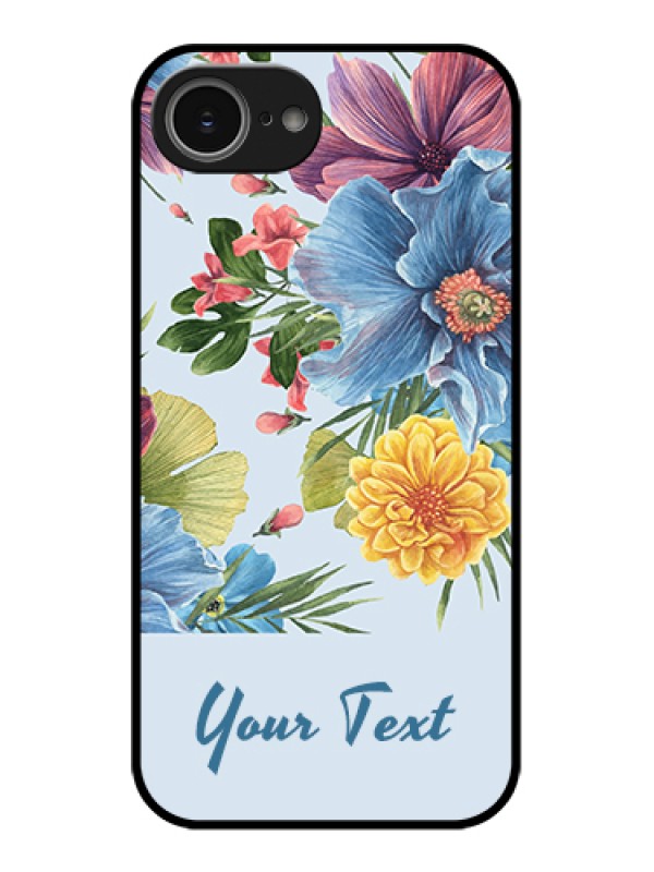 Custom iPhone 16e Custom Glass Phone Case - Stunning Watercolored Flowers Painting Design
