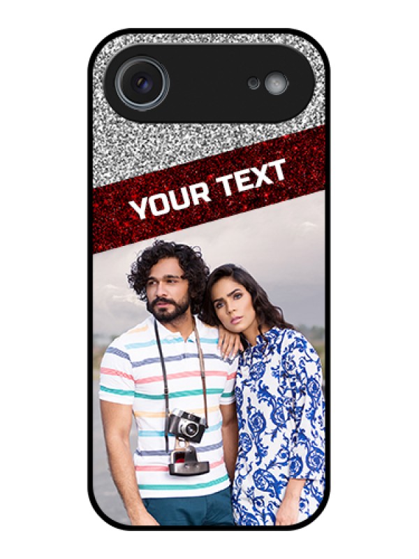 Custom Apple iPhone 17 Air Custom Glass Phone Case - Image Holder With Glitter Strip Design