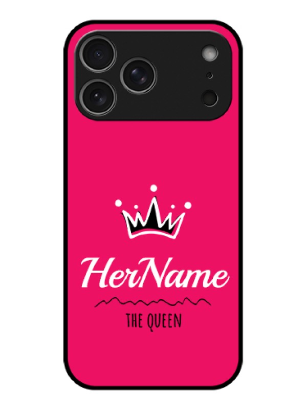 Custom Apple iPhone 17 Pro Max Custom Glass Phone Case - Queen With Name Design