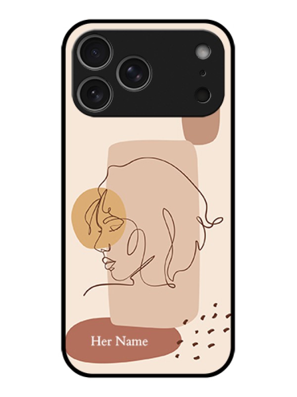 Custom Apple iPhone 17 Pro Max Custom Glass Phone Case - Calm Woman Line Art Design