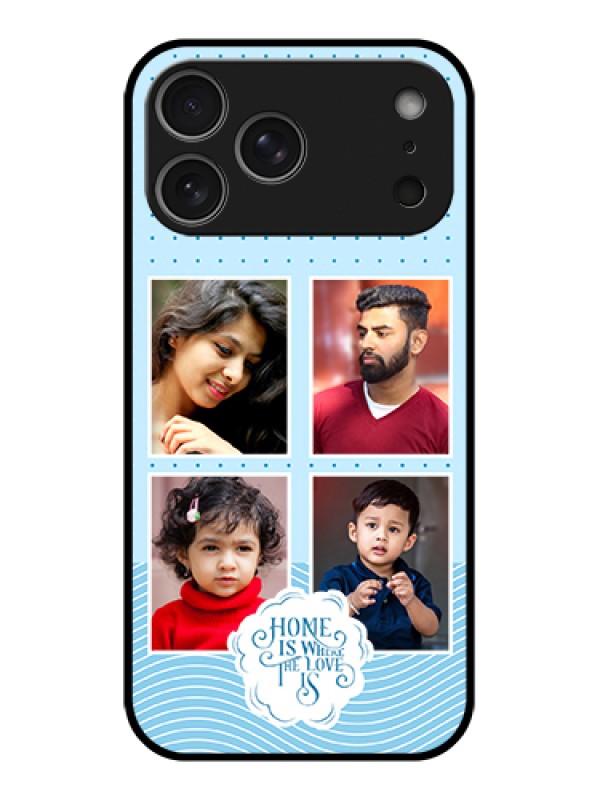 Custom Apple iPhone 17 Pro Max Custom Glass Phone Case - Cute Love Quote With 4 Pic Upload Design