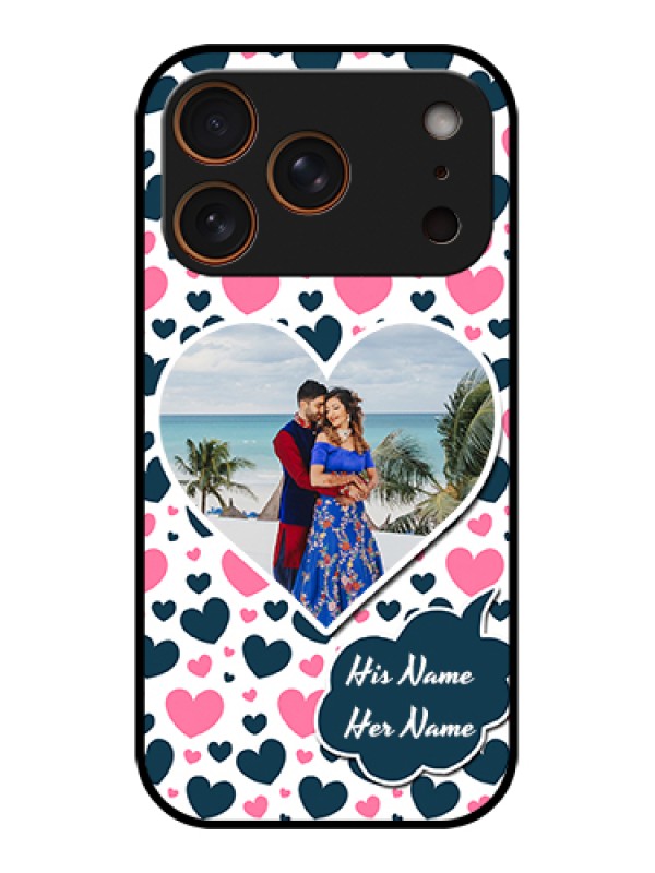 Custom Apple iPhone 17 Pro Custom Glass Phone Case - Pink & Blue Heart Design