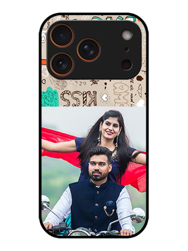 Custom Apple iPhone 17 Pro Custom Glass Phone Case - Love Doodle Pattern