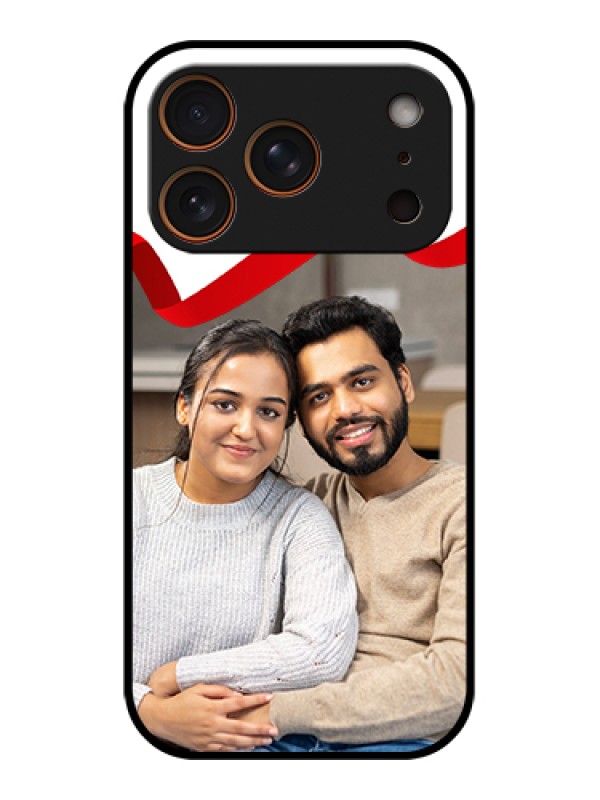 Custom Apple iPhone 17 Pro Custom Glass Phone Case - Red Ribbon Frame Design