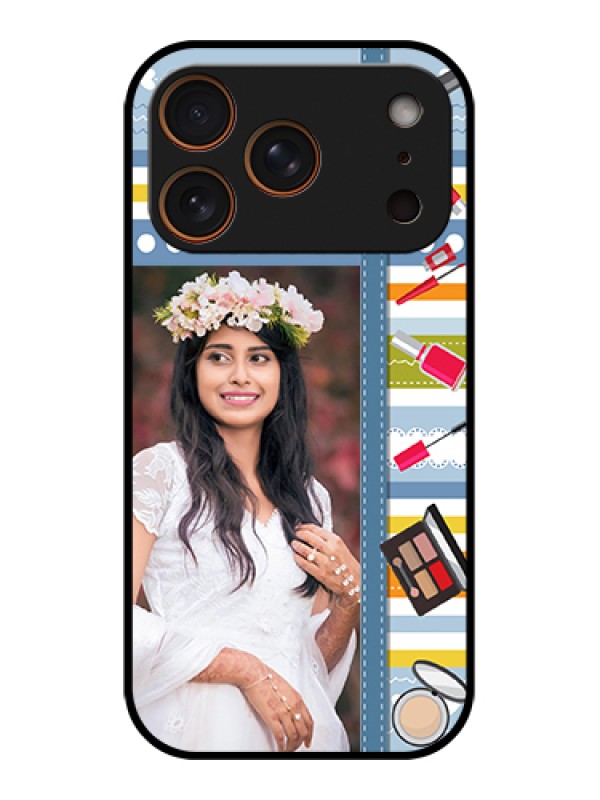 Custom Apple iPhone 17 Pro Custom Glass Phone Case - Makeup Icons Design