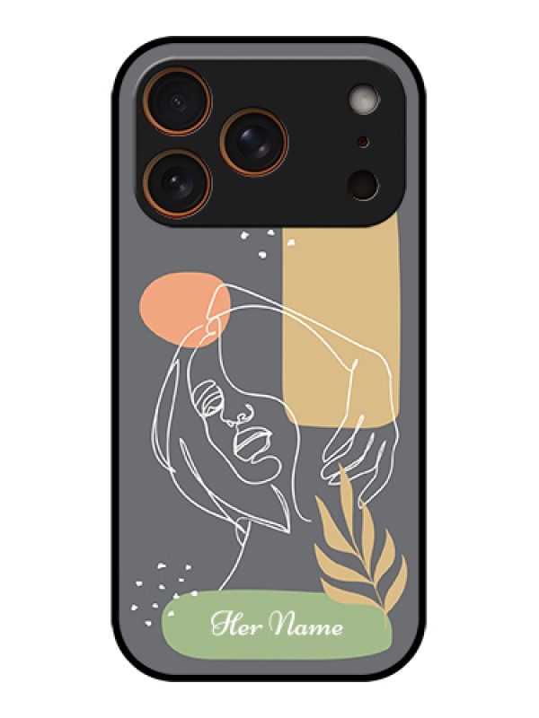 Custom Apple iPhone 17 Pro Custom Glass Phone Case - Gazing Woman Line Art Design