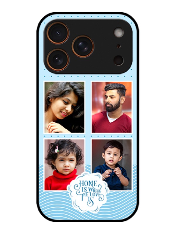 Custom Apple iPhone 17 Pro Custom Glass Phone Case - Cute Love Quote With 4 Pic Upload Design
