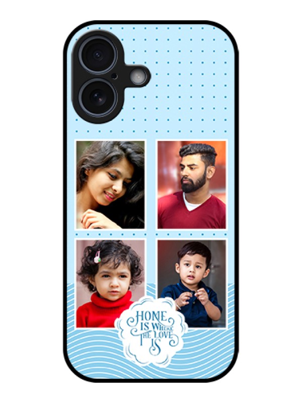 Custom Apple iPhone 17 Custom Glass Phone Case - Cute Love Quote With 4 Pic Upload Design