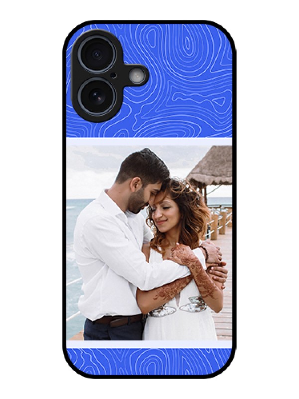 Custom Apple iPhone 17 Custom Glass Phone Case - Curved Line Art With Blue And White Design
